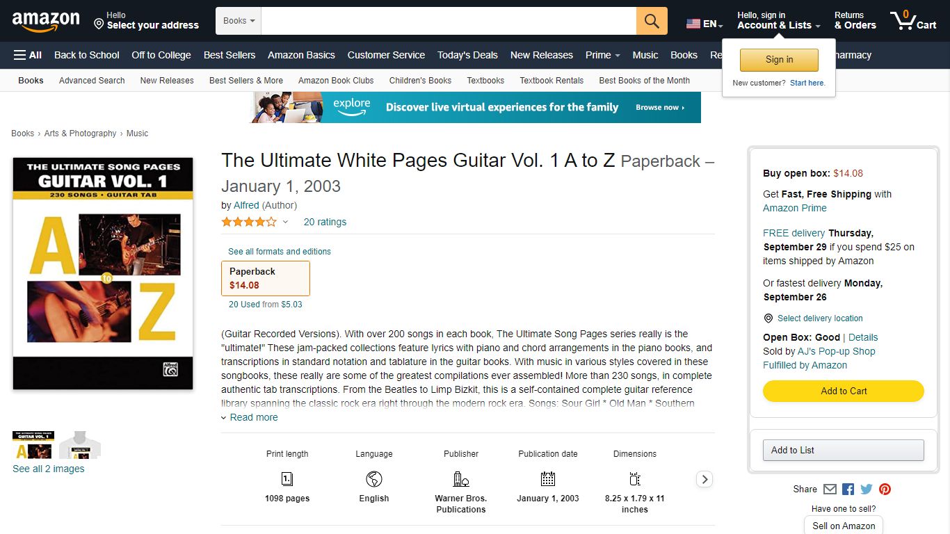 Amazon.com: The Ultimate White Pages Guitar Vol. 1 A to Z ...